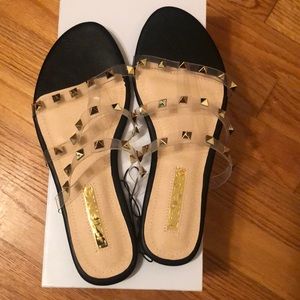 Studded Clear + Black Sandals
